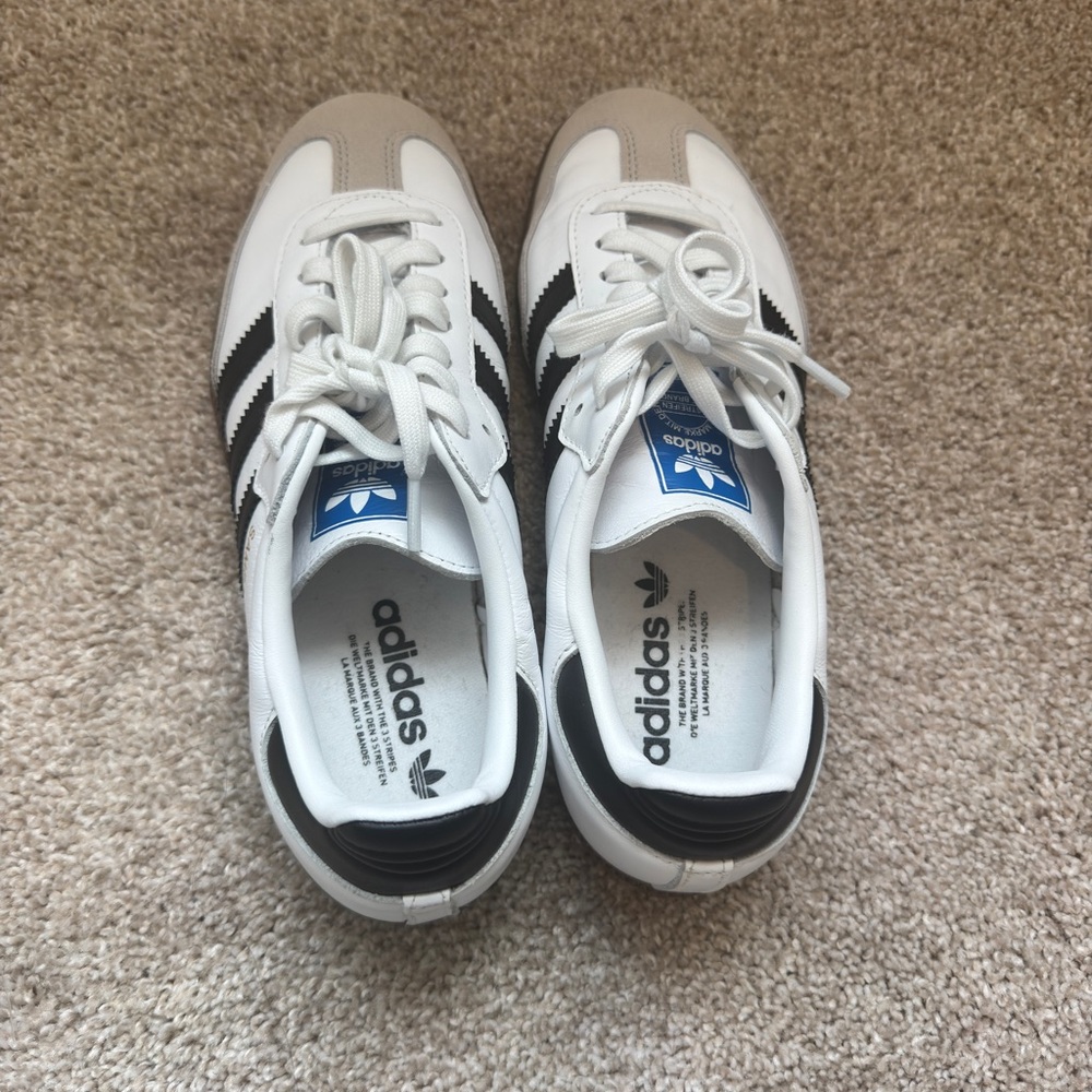 adidas White Black and Beige Athletic Sneakers